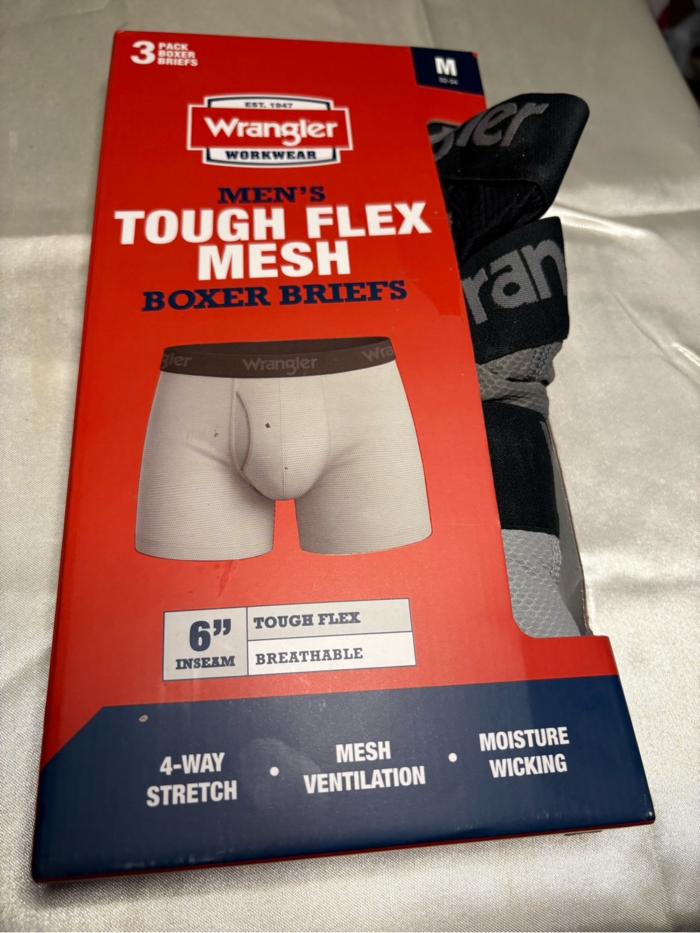 Wrangler Men's Tough Flex Mesh Boxer Briefs - Black, Gray
